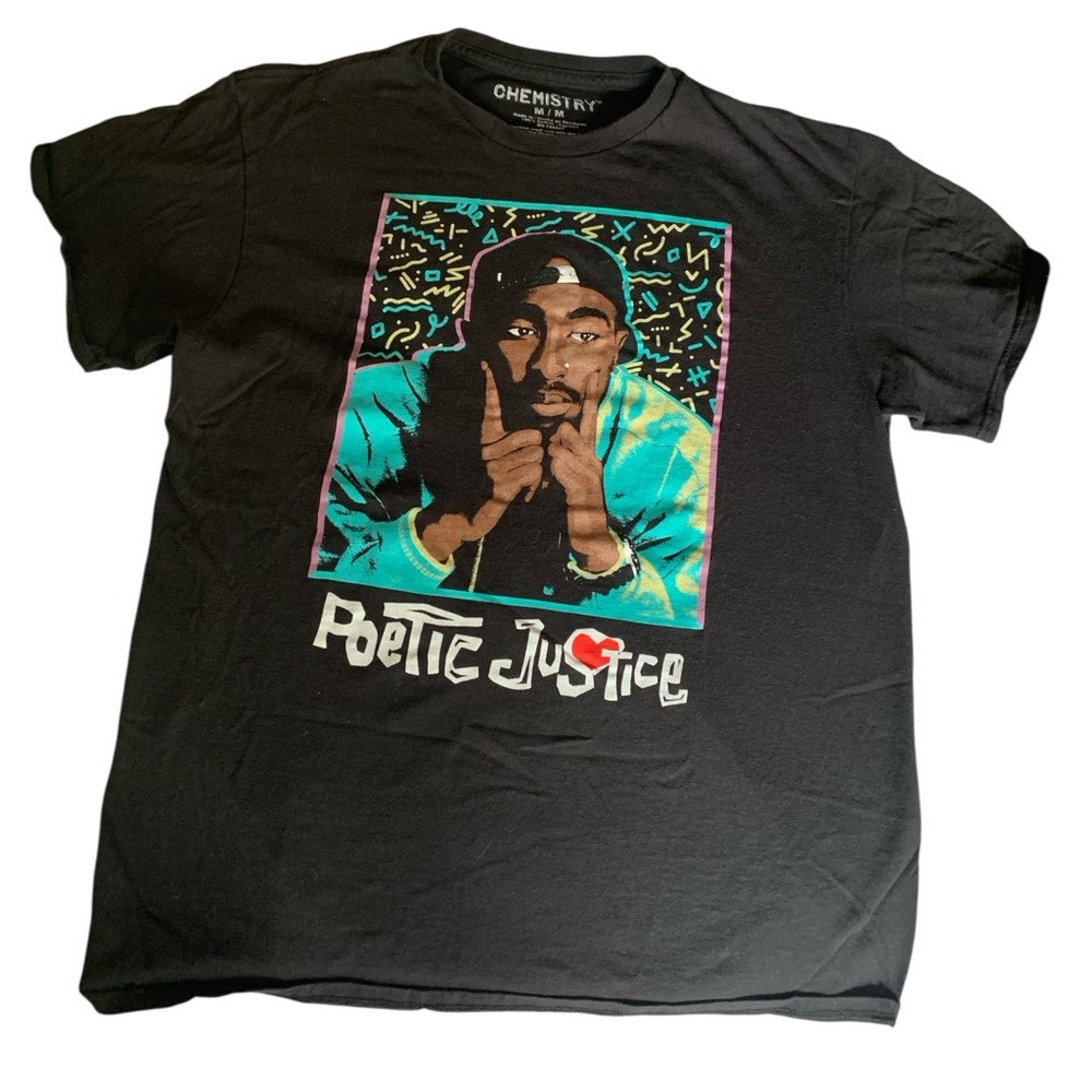 CHEMISTRY Tupac Shakur Poetic Justice Black Graphic T-Shirt SZ. Medium Tee Shirt